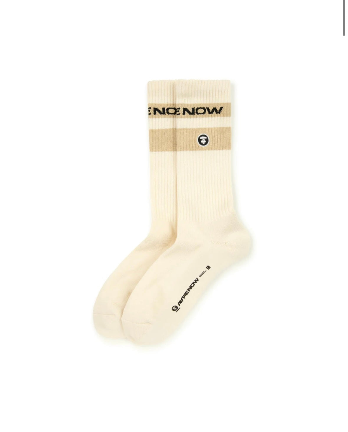AAPE Now moonface logo crew socks Ivory