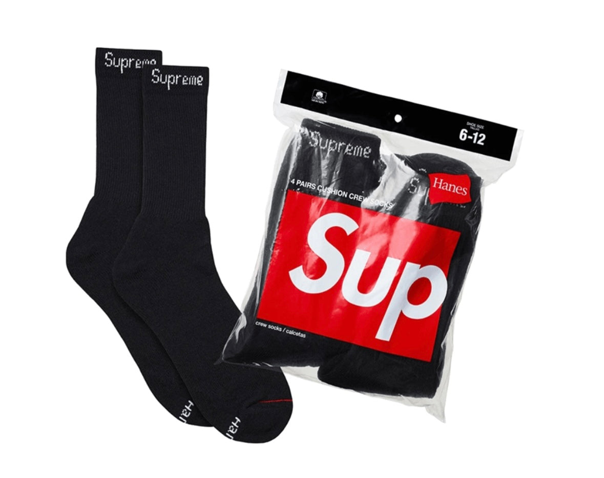 Supreme Hanes Socks (4 Pack) Black