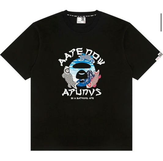 AAPE Now Moonface Logo Koi Fish Graphic Tee